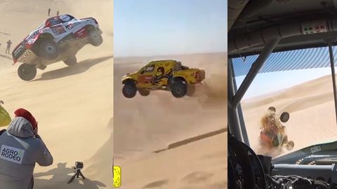 Alonso se na Dakaru skutálel z duny, další auto na ní skok nezvládlo