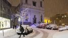 Parts of Czech Republic experience heavy snowfall Brno, Czech Republic. 18th March 2013 -- People walk in front of St. Michael's church in Brno as snow falls. Wintry conditions continued throughout the day causing difficulties for those travelling by road or railway. -- Brno and the entire area of southern Moravia in the Czech Republic have suffered from heavy snowfall lasting throughout the day. Wintry conditions made transport on the roads difficult and railways were also affected.