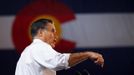 Republican presidential nominee Mitt Romney speaks in front of a flag the state of Colorado at a campaign rally in Colorado Springs, Colorado November 3, 2012. REUTERS/Brian Snyder (UNITED STATES - Tags: POLITICS ELECTIONS USA PRESIDENTIAL ELECTION) Published: Lis. 3, 2012, 11 odp.