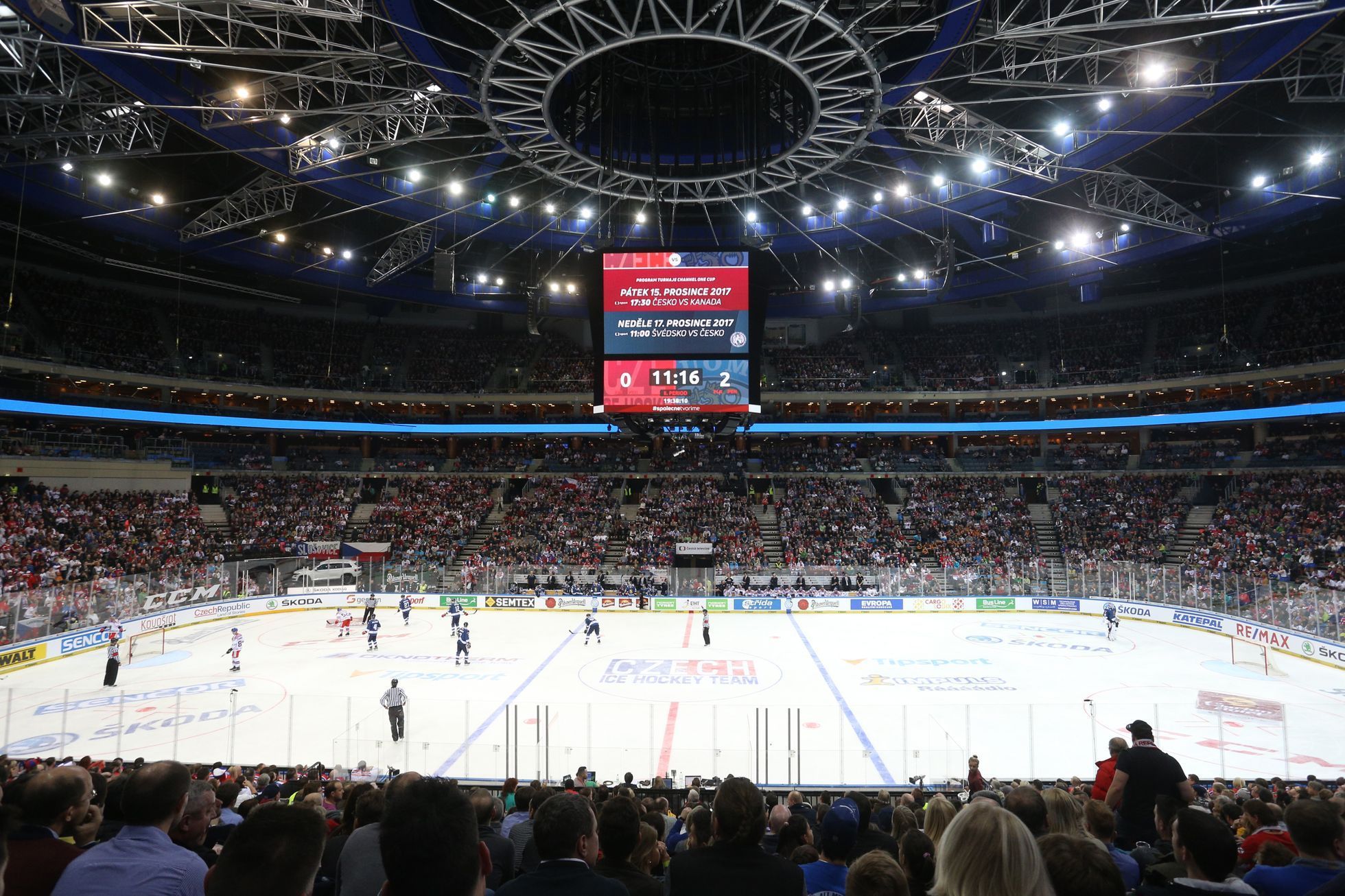 O2 arena při utkání Česko - Finsko v rámci Channel One Cupu