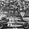 F1, VC Nizozemska (Zandvoort) 1969: Jochen Rindt (Lotus 49), Jackie Stewart (Matra MS80) a Graham Hill (Lotus 49)