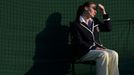 A line judge sits on court one at the Wimbledon Tennis Championships, in London June 25, 2013. REUTERS/Toby Melville (BRITAIN - Tags: SPORT TENNIS)