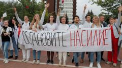Bělorusko minsk protesty lékařy demonstrace