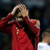 Pique of Spain reacts during their Euro 2016 qualification soccer match against Slovakia at the MSK stadium in Zilina