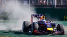 Red Bull Formula One driver Sebastian Vettel of Germany drives into the gravel during the second practice session of the Australian F1 Grand Prix at the Albert Park circu