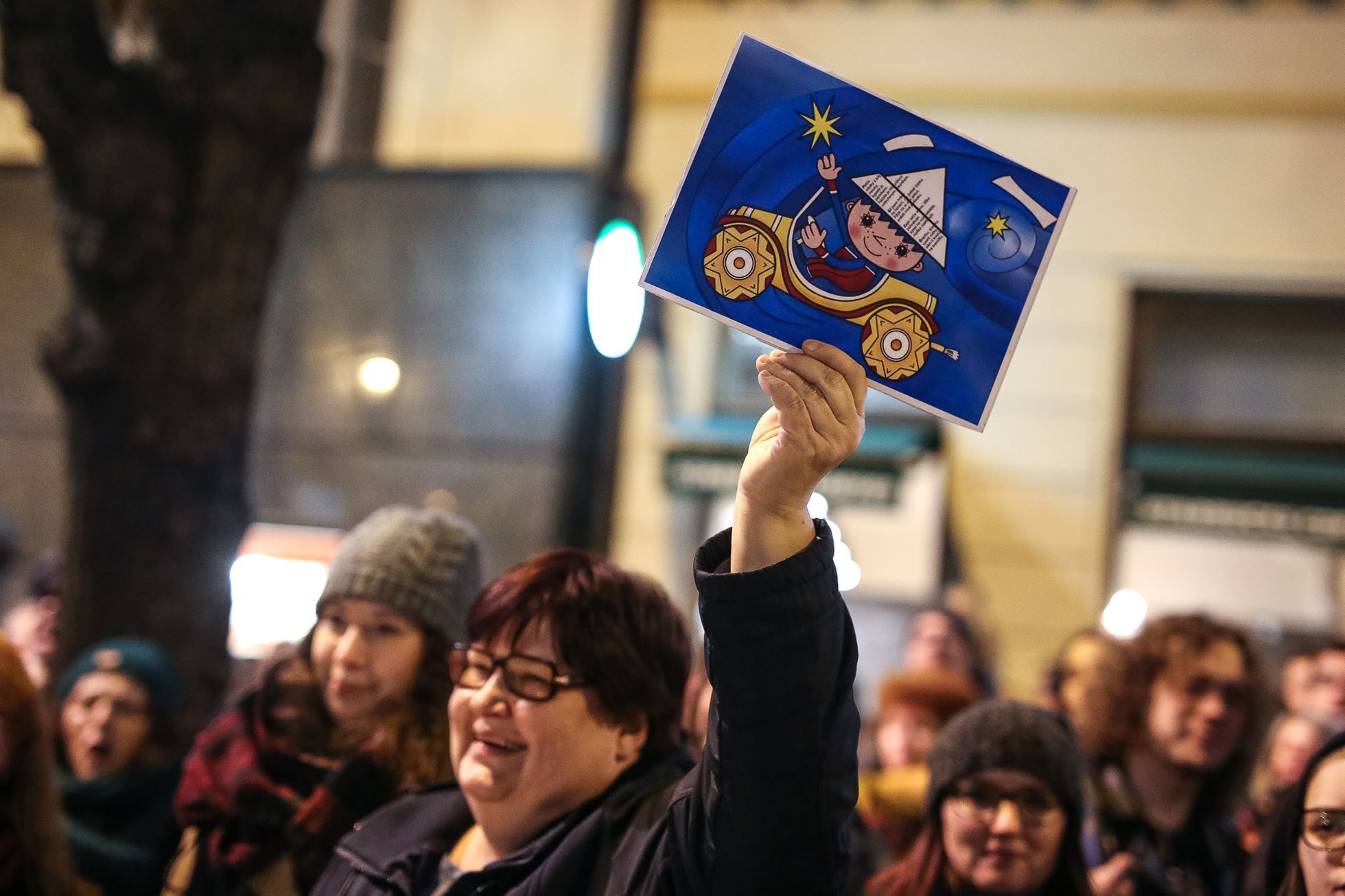 Oslava inaugurace Zemana a demonstrace za svobodná média na Václavském náměstí, Praha, 15.3.2018