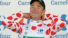 Francouzský cyklista Thomas Voeckler ze stáje Europcar dojíždí závod v desáté etapě Tour de France 2012.