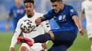 Robert Mazáň in action with Republic of Ireland’s Callum Robinson