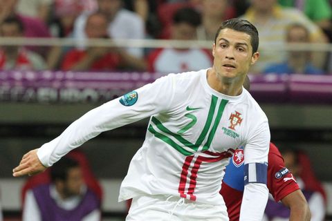 Cristiano Ronaldo v zápase s Českem