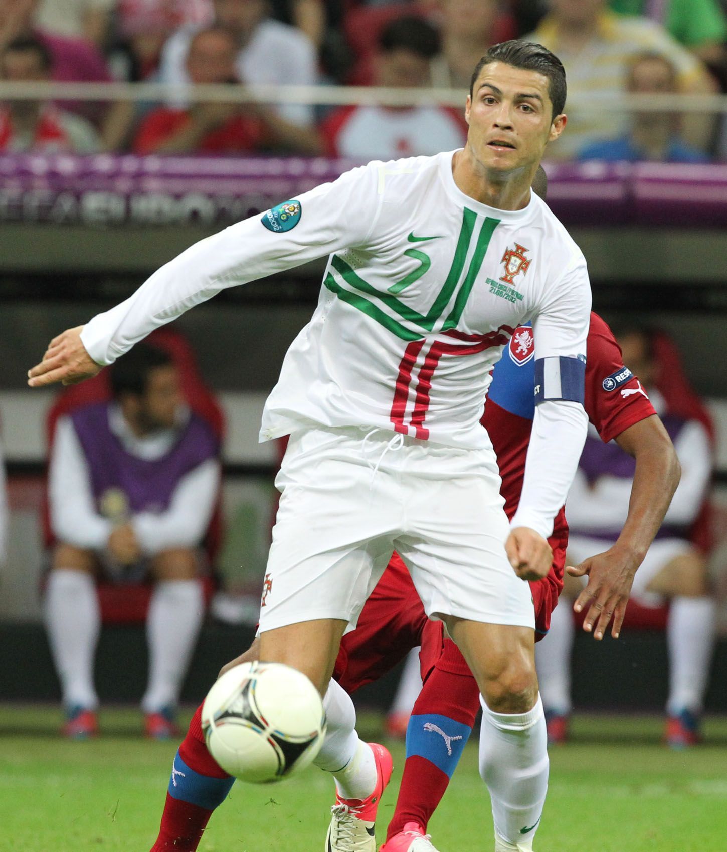 Cristiano Ronaldo v zápase s Českem