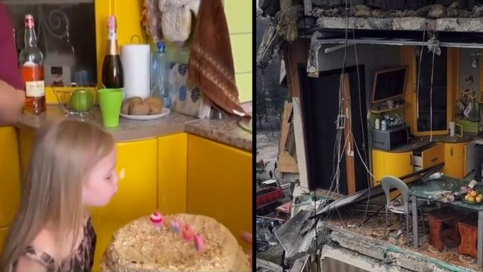 Žlutá kuchyně v Dnipru se stala symbolem hrůzného lednového útoku. Ještě nedávno tu holčička slavila narozeniny