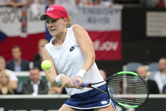 Alison Riskeová ve finále Fed Cupu 2018 Česko - USA