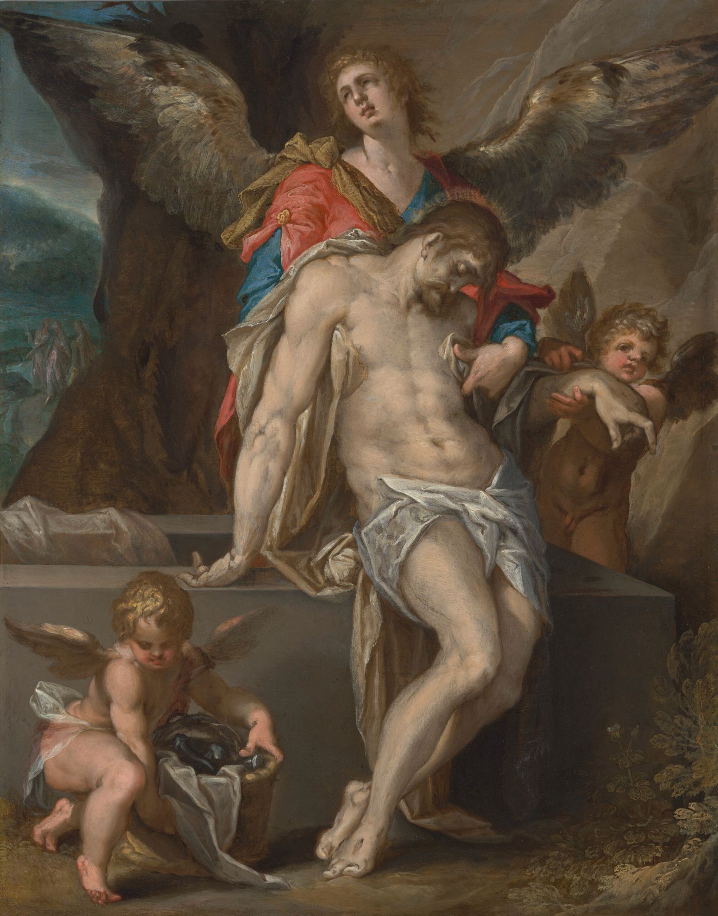 Bartholomeus Spranger: Tělo Kristovo podpírané anděly