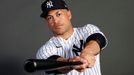 Feb 20, 2020; Tampa, Florida, USA; New York Yankees designated hitter Giancarlo Stanton (27) poses for a photo during media day Mandatory Credit: Butch Dill-USA TODAY Spo