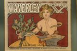 Alfons Mucha: Waverley Cycles. F. Champenois, Paříž, Francie, 1898, barevná litografie.