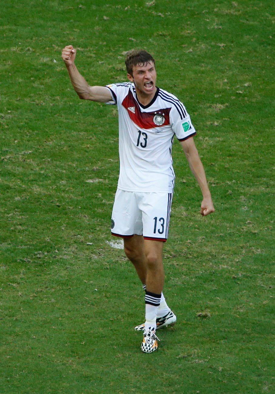 MS 2014, Německo-Portugalsko: Thomas Müller slaví gól