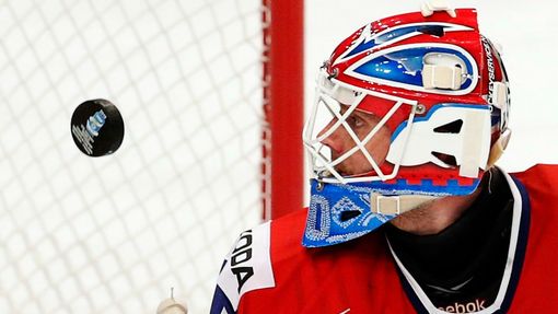 Hokej, MS 2013: Norsko - Dánsko: norský brankář Lars Haugen