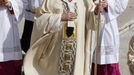 Pope Francis arrives to lead a canonization mass in Saint Peter's Square at the Vatican May 12, 2013. The Pope is leading a mass on Sunday for candidates for sainthood Antonio Primaldo, Mother Laura Montoya and Maria Guadalupe Garcia Zavala.