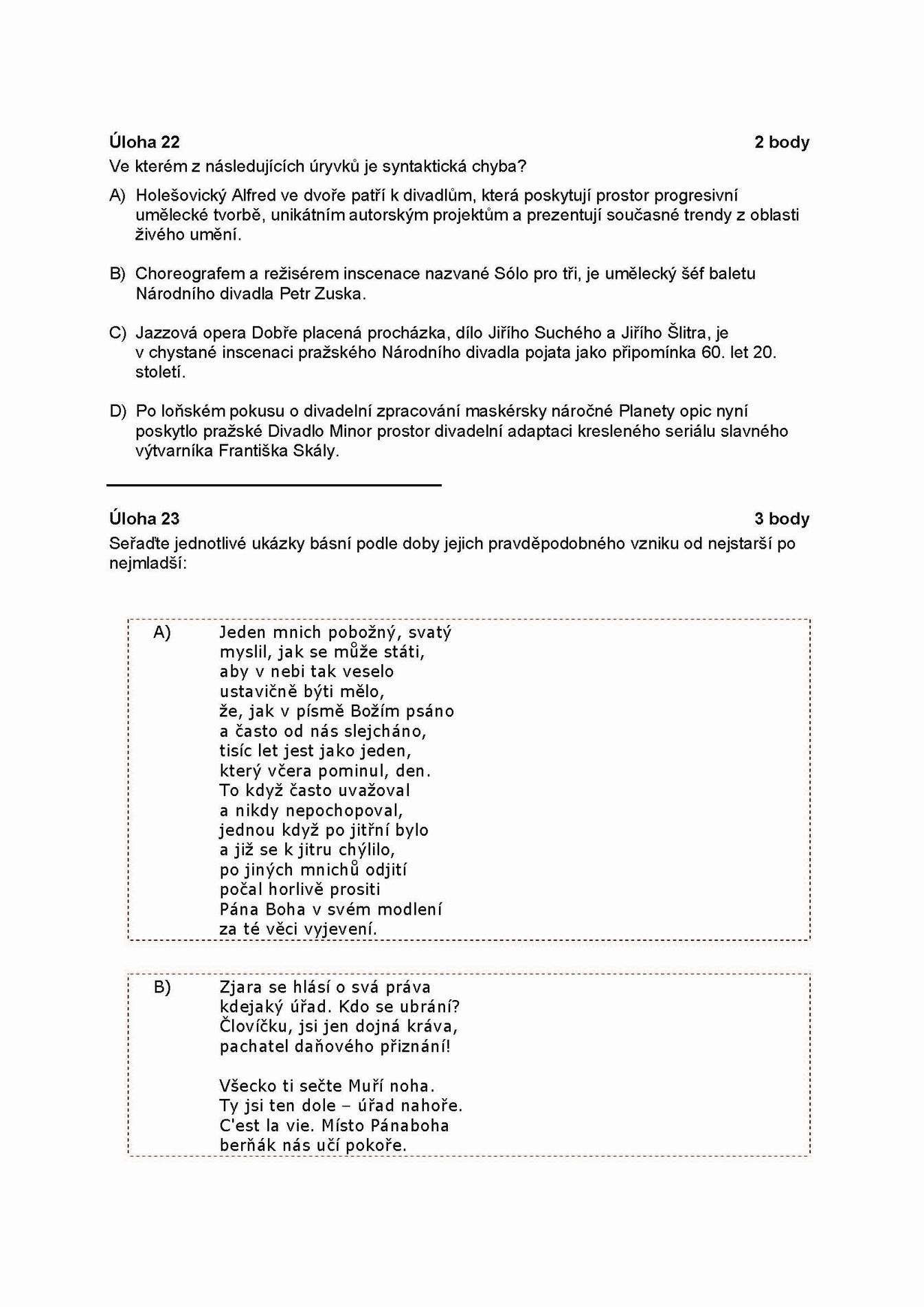 Státní maturita - vyšší obtížnost 8