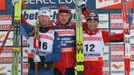 Stupně vítězů ve skiatlonu (zleva): Anders Södergren (Švédsko), Petter Northug (Norsko) a Giorgio DiCenta (Itálie).