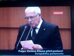 Václav Klaus v Evropském parlamentu.