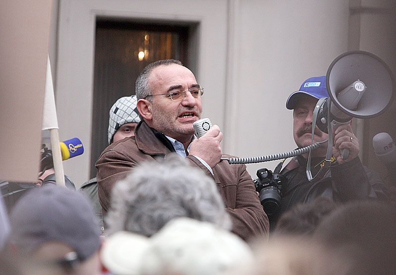 Skláři demonstrují před vládou