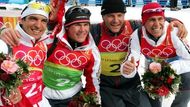Němečtí zlatí medailisté Rico Gross, Michael Rösch, Sven Fischer a Michael Greis