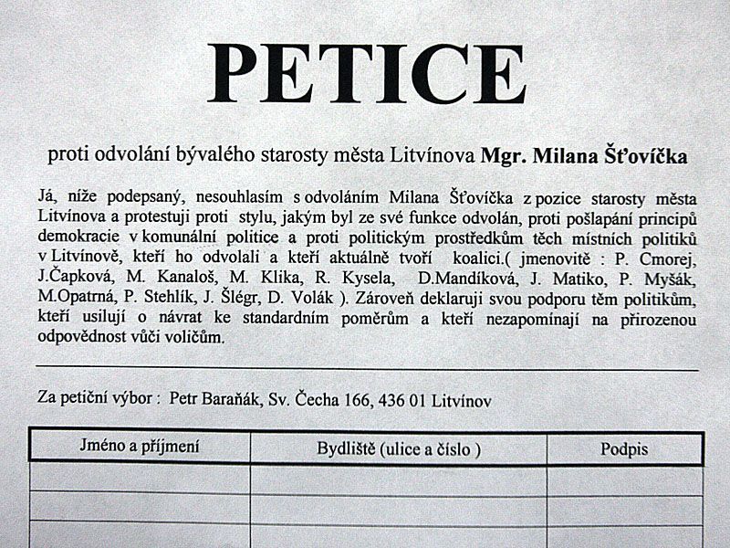 Petice z Litvínova