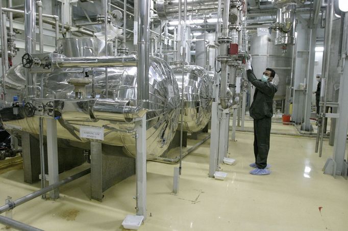 An Iranian technician works in the Uranium Conversion Facility (UCF) in Isfahan, Iran, on November 20, 2004.