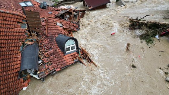 Povodně, záplavy, Slovinsko.
