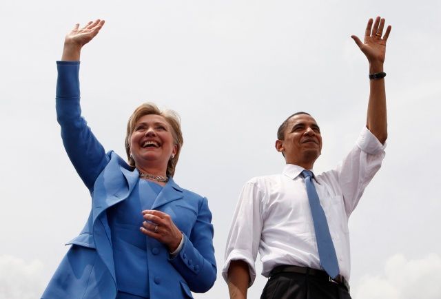 Clintonová a Obama v Unity