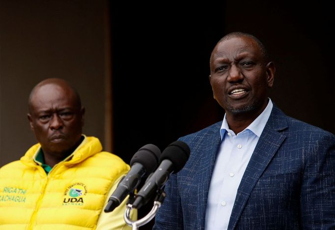 William Ruto a jeho kandidát na viceprezidenta Rigathi Gachagua