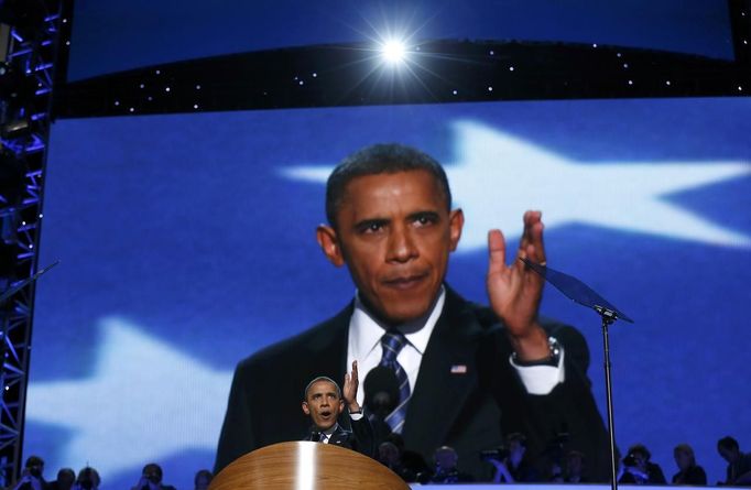 Barack Obama při projevu