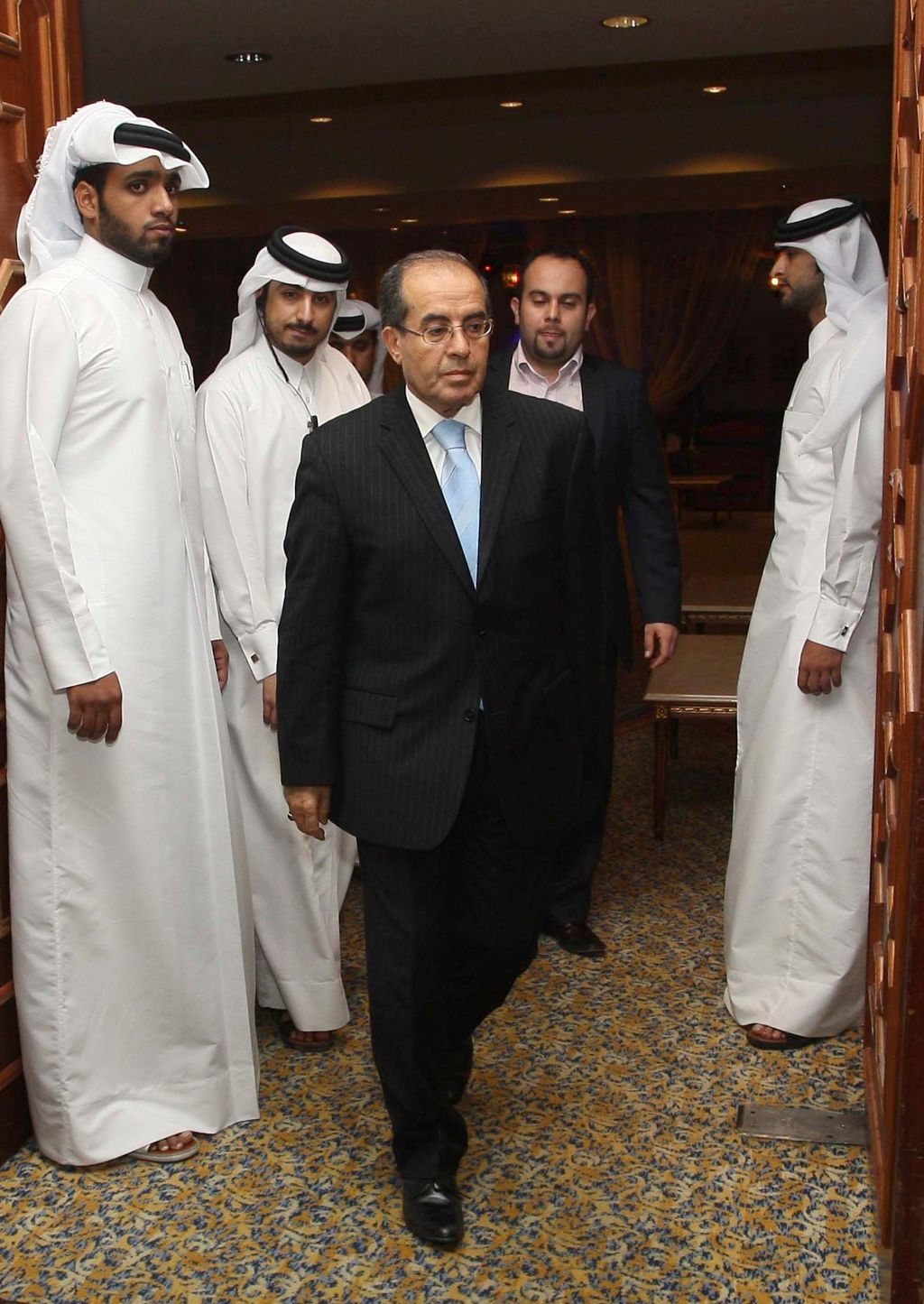 Premiér libyjské Přechodné národní rady Mahmúd Džibríl na jednání v Dauhá