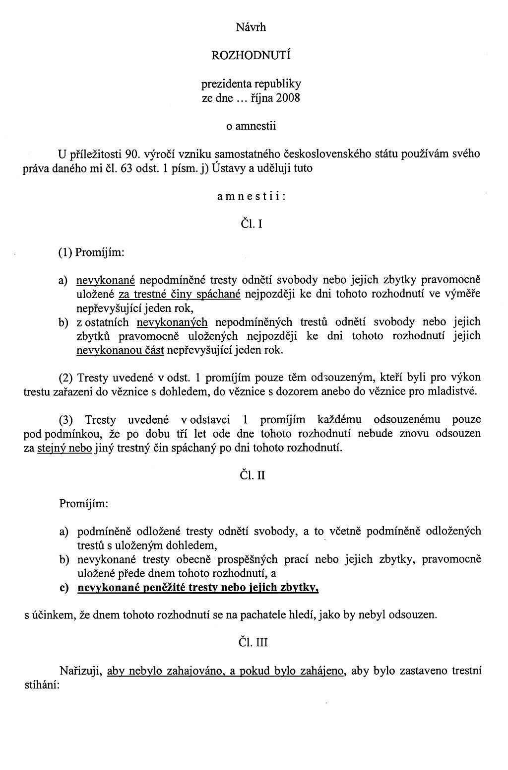 Návrh amnestie 2008 - strana 1