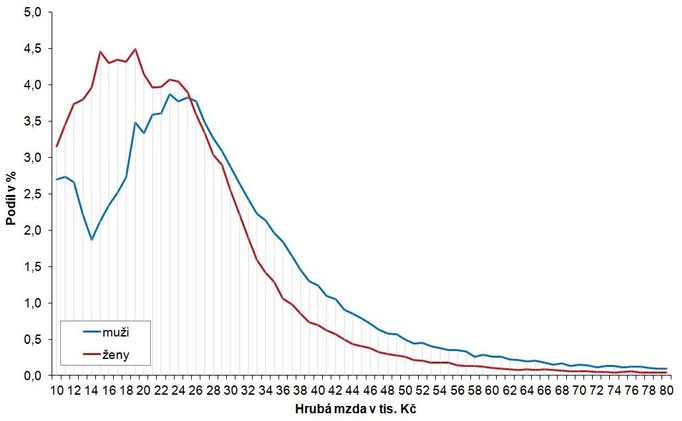 Mzdy podle pohlaví v roce 2015