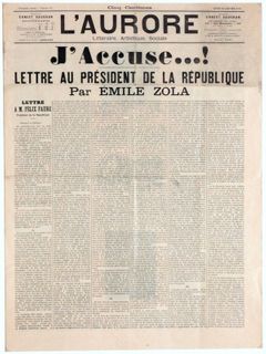 "Horoucně usiluji jen o jedno: vnést do věci jasno ve jménu lidství, jež tolik utrpělo a má právo na štěstí," napsal Émile Zola v pamfletu J'accuse!.