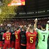 Belgičtí fotbalisté slaví postup na MS 2022