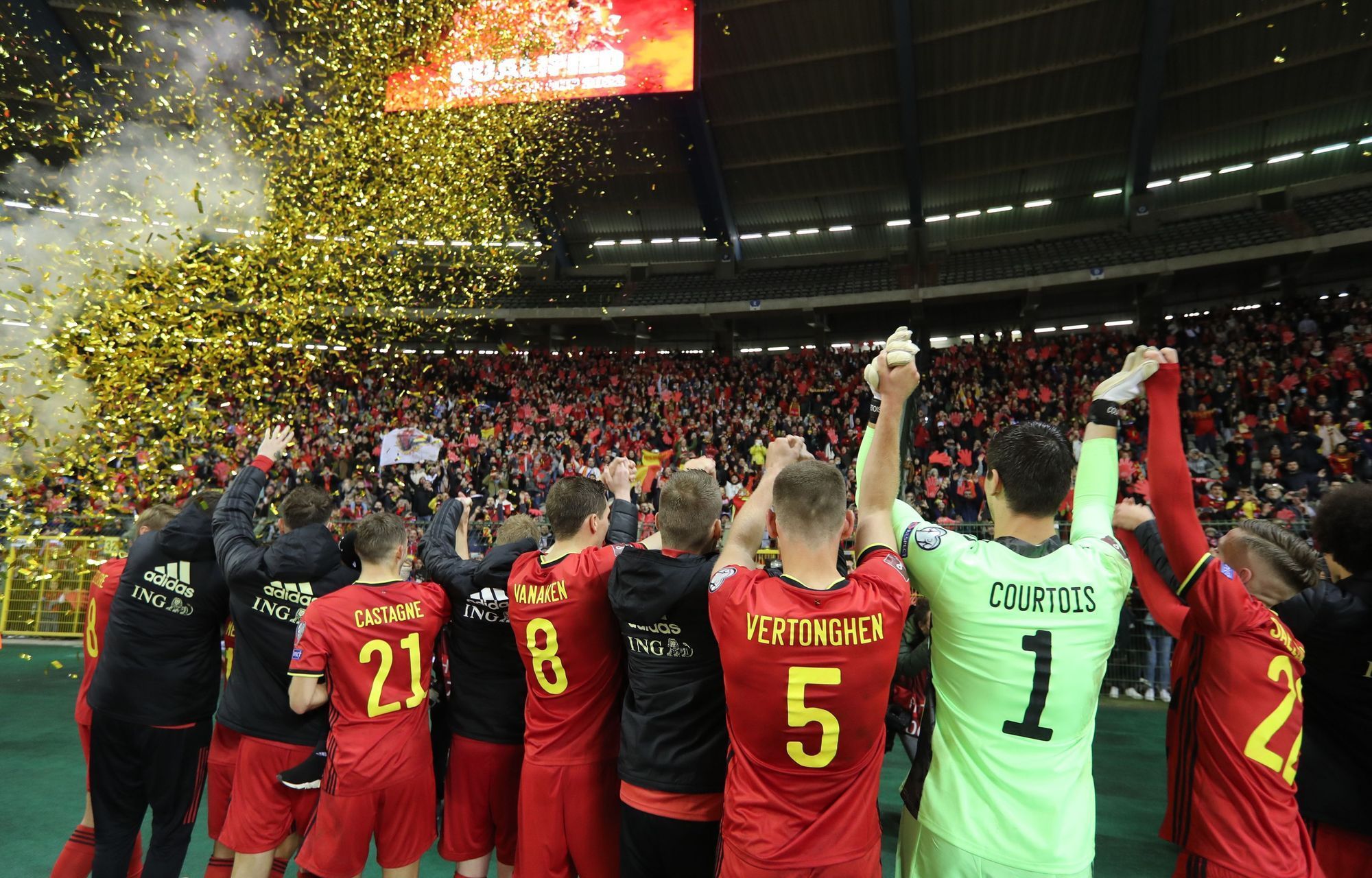 Belgičtí fotbalisté slaví postup na MS 2022