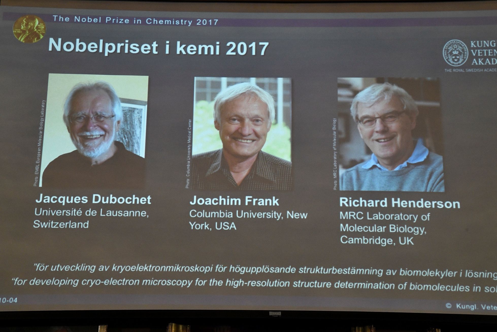 Nobelova cena za chemii 2017.