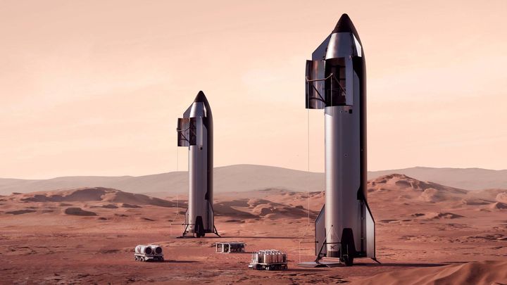 Raketou na Mars: desátý let Starship znamená průlom po sérii nezdarů; Zdroj foto: vizualizace SpaceX
