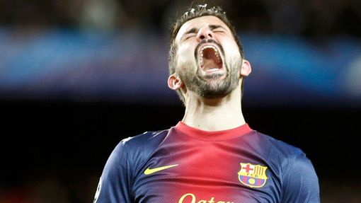 Fotbal, Liga mistrů, Barcelona - AC Milán: David Villa