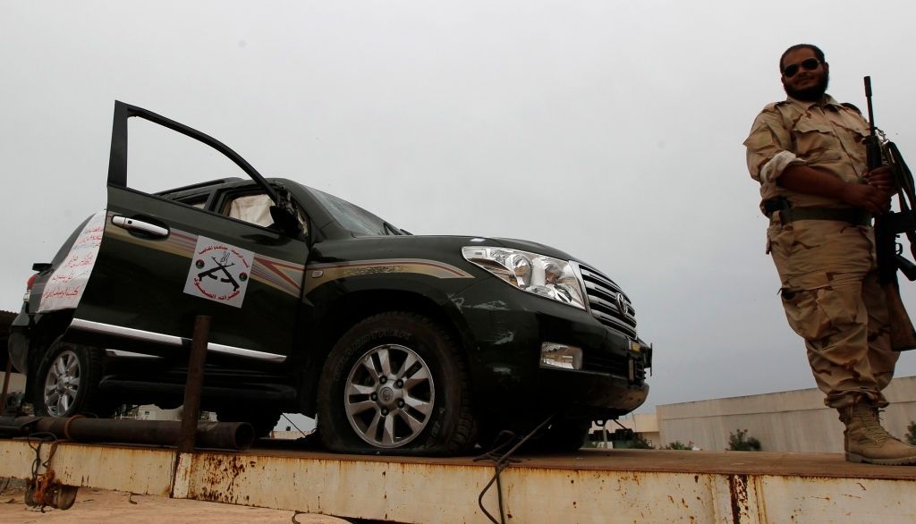 Auto, u kterého byl zastřelen Kaddáfí