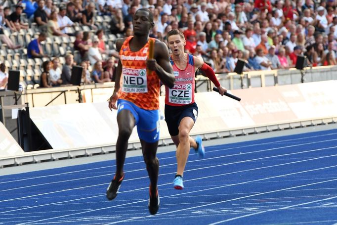 Česká štafeta mužů na 4x100 m na ME v atletice v Berlíně 2018