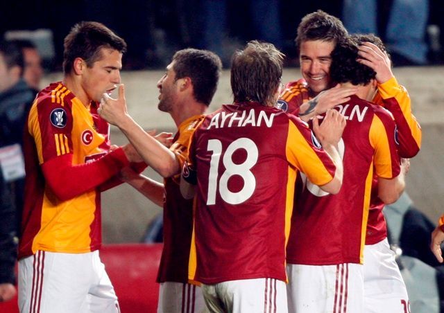Hráči Galatasaray Istanbul se radují
