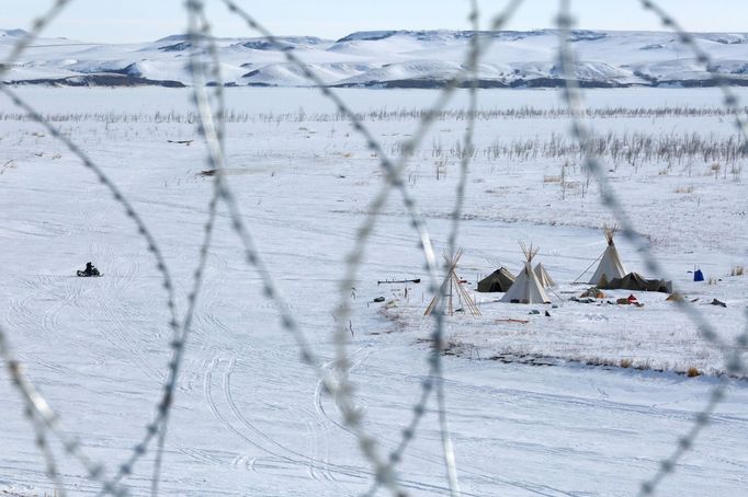 Jeden z odpůrců ropovodu Dakota Access.