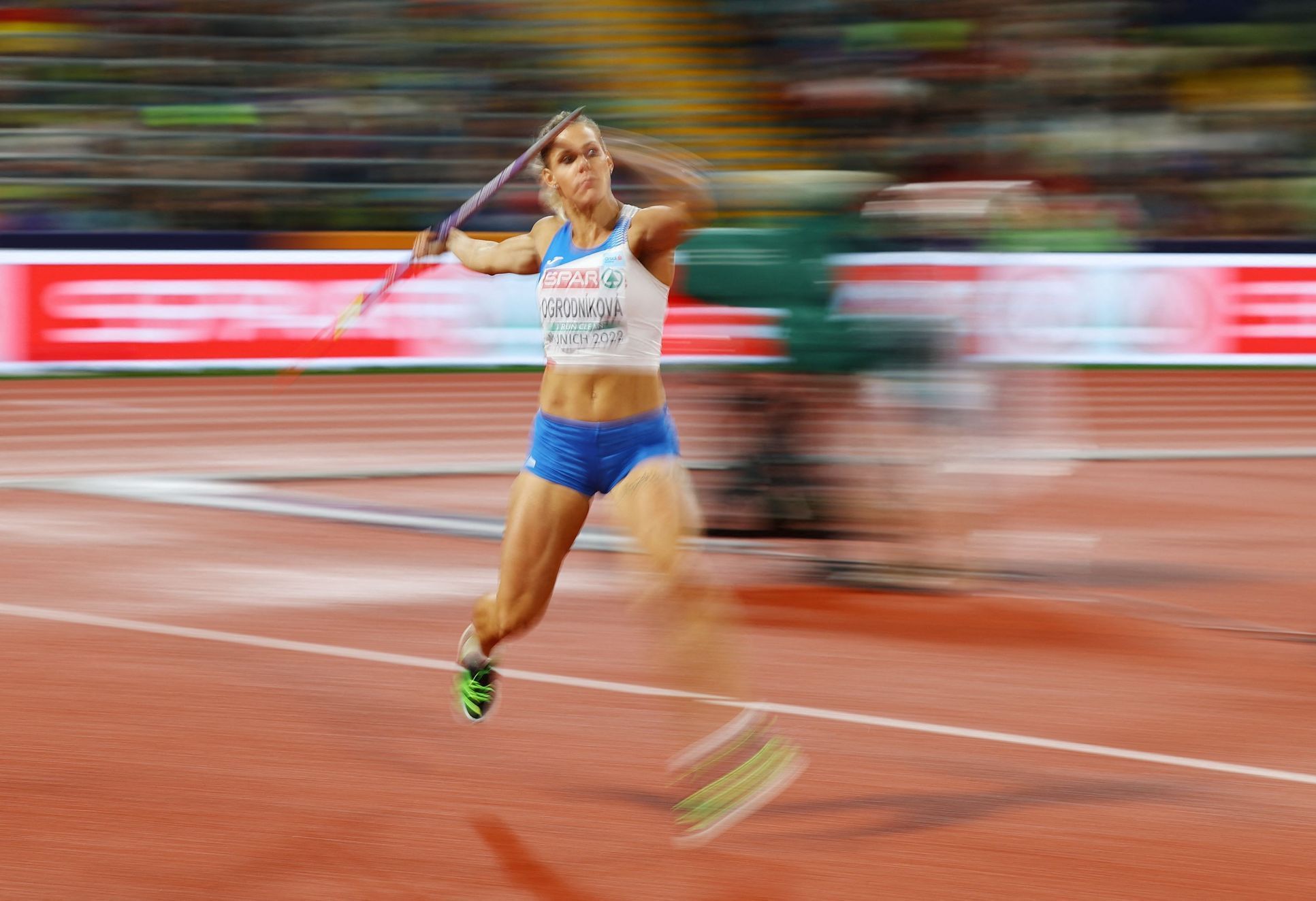Nikola Ogrodníková ve finále oštěpařek na ME v atletice 2022 v Mnichově