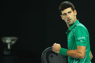 Novak Djokovič ve finále Australian Open 2020.
