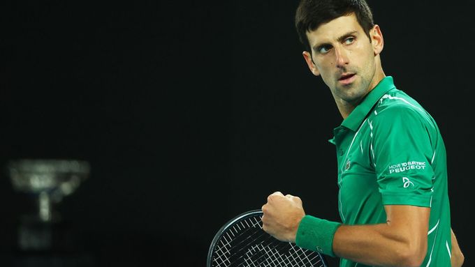 Novak Djokovič ve finále Australian Open 2020.