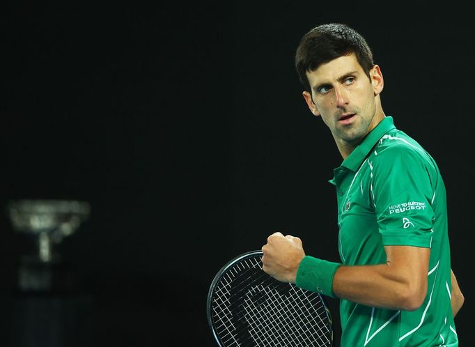 Novak Djokovič ve finále Australian Open 2020.